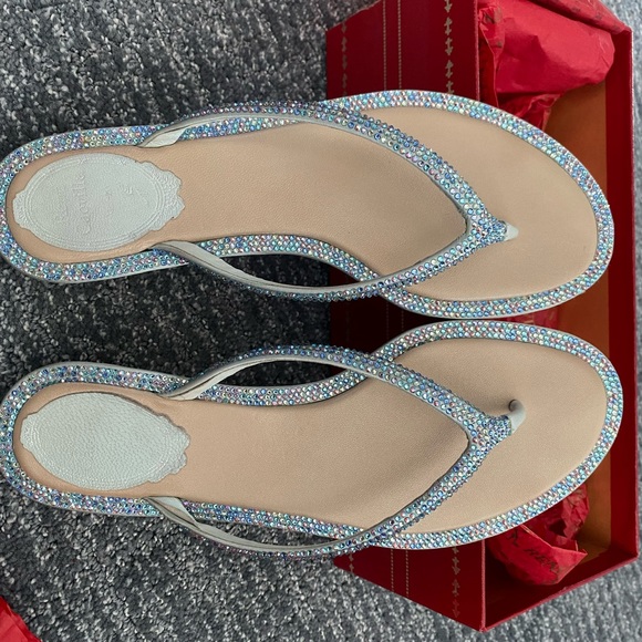 Rene Caovilla Shoes - RENE CAOVILLA BLUE THONG SANDAL 37